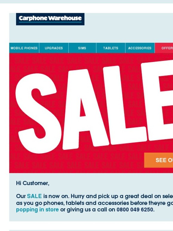 carphone warehouse mobile phones sale