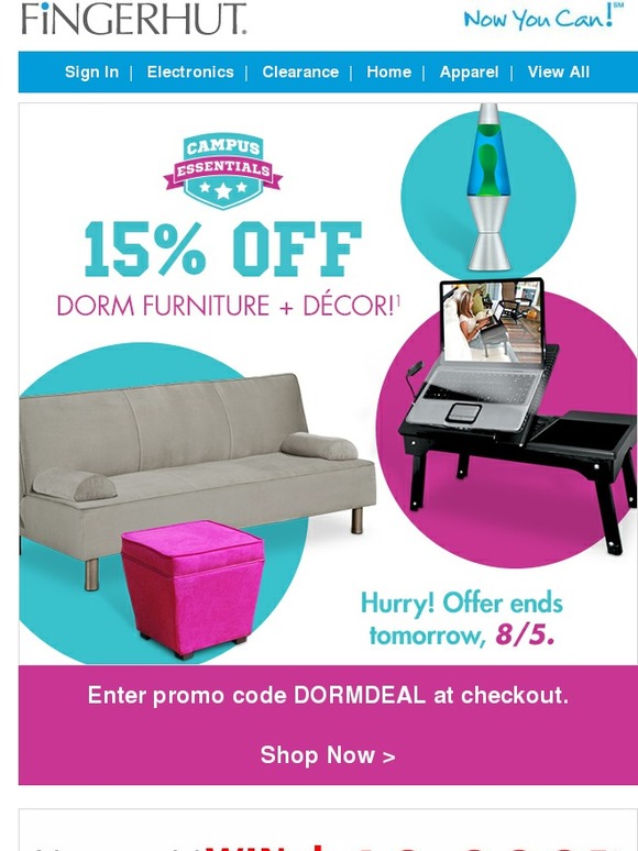 Fingerhut Fingerhut 15 OFF Dorm Furniture + Décor! Milled
