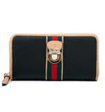 Women's Classic Two-Tone Zip-Around Wallet with Buckle & Stripe Accent