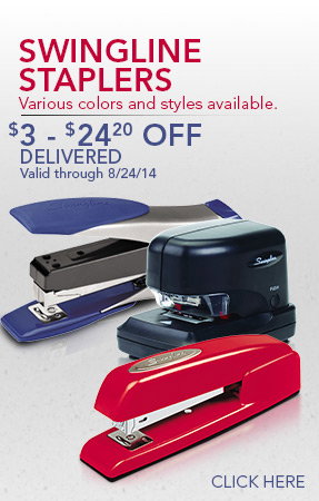 Swingline Staplers Various colors and styles available. $3 - $24 OFF Delivered Valid through 8/24/14