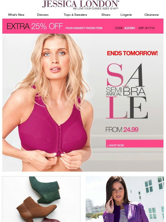 Jessica London Semi Annual Bra Sale From 24.99 Ends Tomorrow Milled