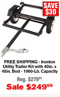 FREE SHIPPING - Ironton Utility Trailer Kit with 40in. x 48in. Bed - 1060-Lb. Capacity | Buy Item# 37560 $249.99