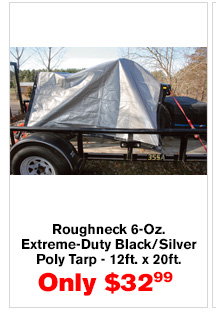 Roughneck 6-Oz. Extreme-Duty Black/Silver Poly Tarp - 12ft. x 20ft. | Buy Item# 30730 $32.99