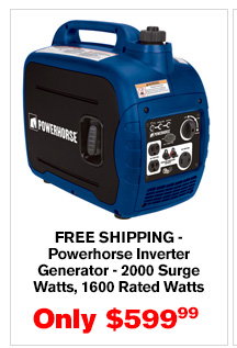 FREE SHIPPING - Powerhorse Inverter Generator - 2000 Surge Watts, 1600 Rated Watts | Buy Item# 42411 $599.99