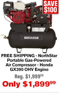 FREE SHIPPING - NorthStar Portable Gas-Powered Air Compressor - Honda GX390 OHV Engine | Buy Item# 459382 $1,899.99