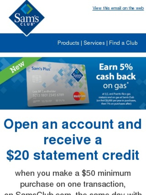 Sam's Club Start earning today with Sam's Club MasterCard Milled