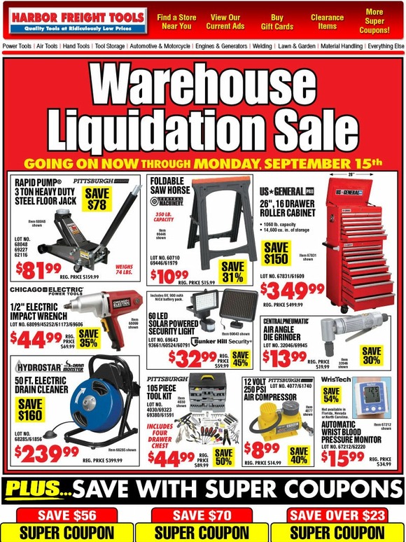 Harbor Freight Tools Huge Warehouse Liquidation Sale Going on Now