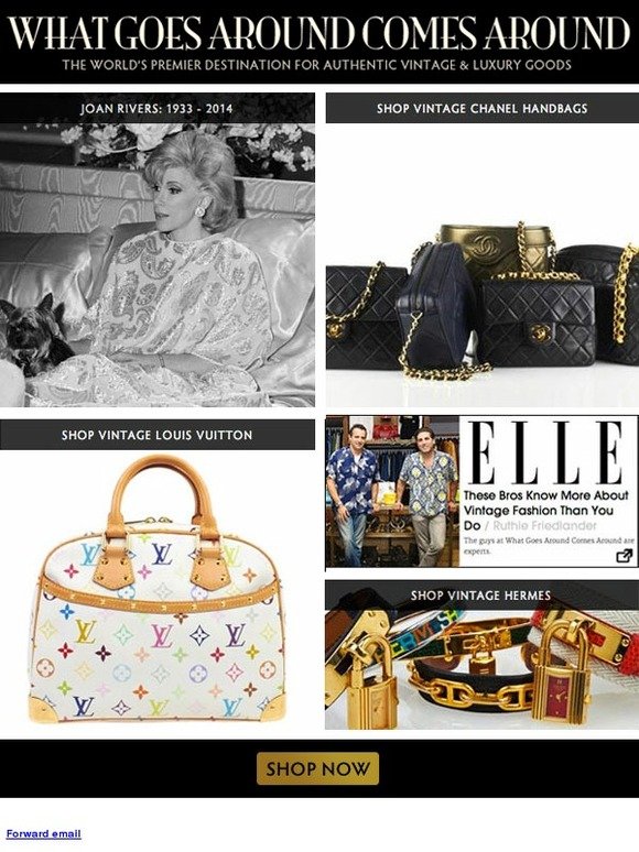 What Goes Around Comes Around: Vintage Chanel Handbags, Louis Vuitton, Joan  Rivers and More
