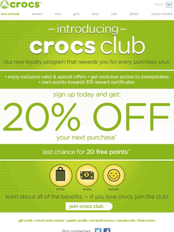 Crocs club shop coupon code