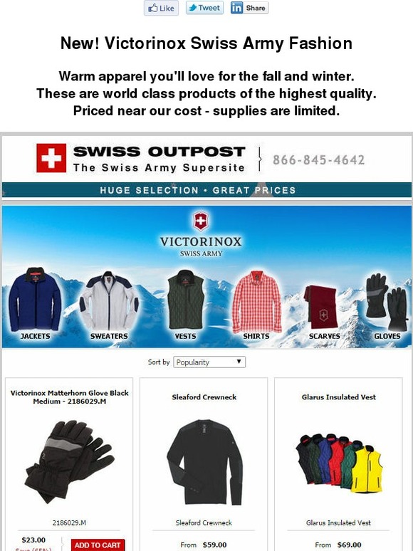 New! Swiss Army Fashion for the Fall