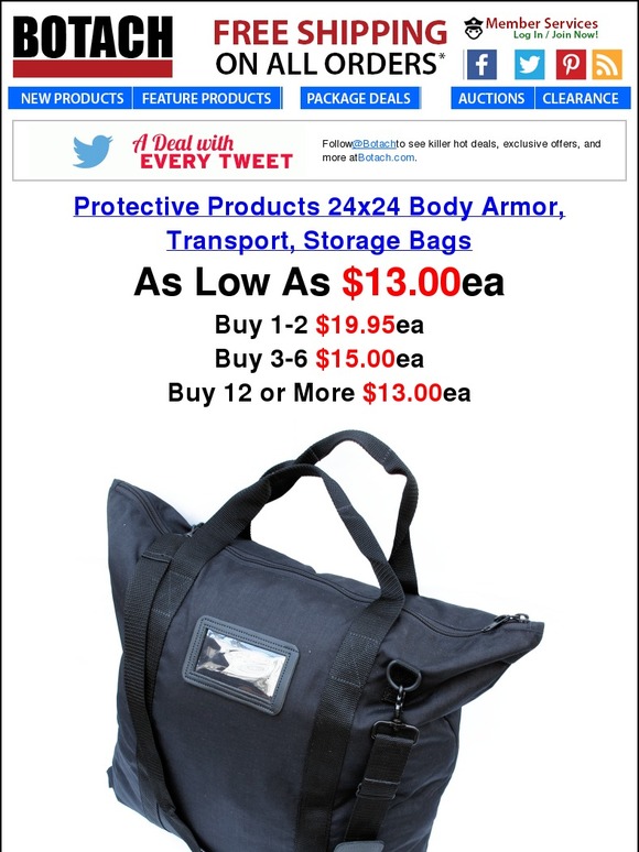 Botach Tactical 24X24 Body Armor Storage War Bag Flash Sale Milled