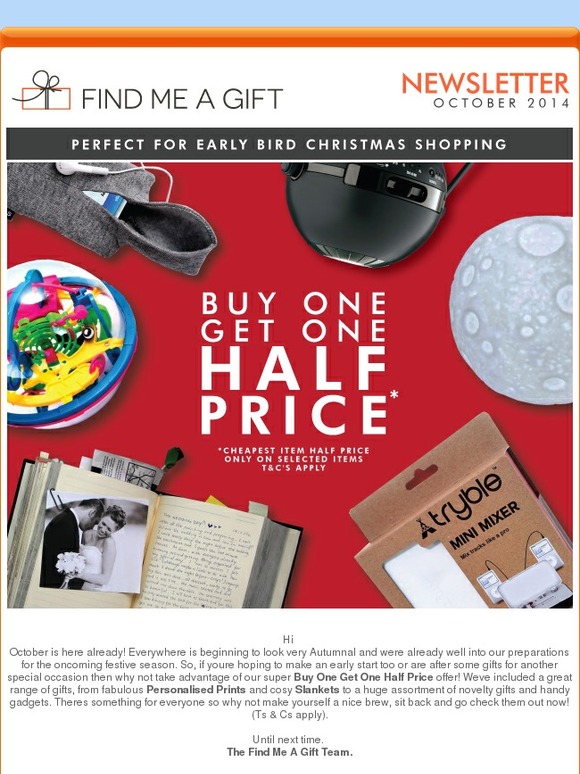 Buy One Get One Half Price! Slankets, Personalised Prints, Name a Star all included.