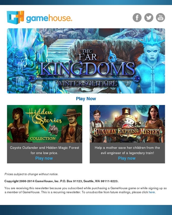 GameHouse NEW! The Far Kingdoms Winter Solitaire + more! Milled