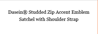 Dasein® Studded Zip Accent Emblem Satchel with Shoulder Strap