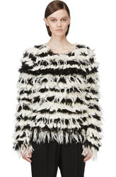 Chloé White & Black Mohair Shaggy Stripes Sweater for women