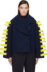 Jacquemus Navy & Yellow Cropped Soleil Jacket for women