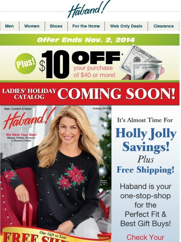Haband: Ladies' Holiday Catalog Coming Soon + $10 OFF at Haband.com ...