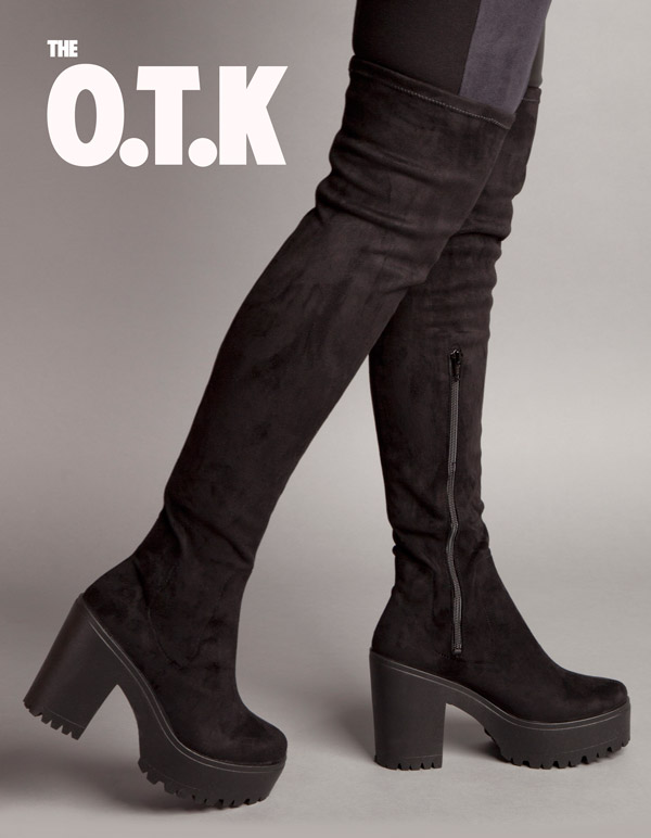 cleated thigh high boots