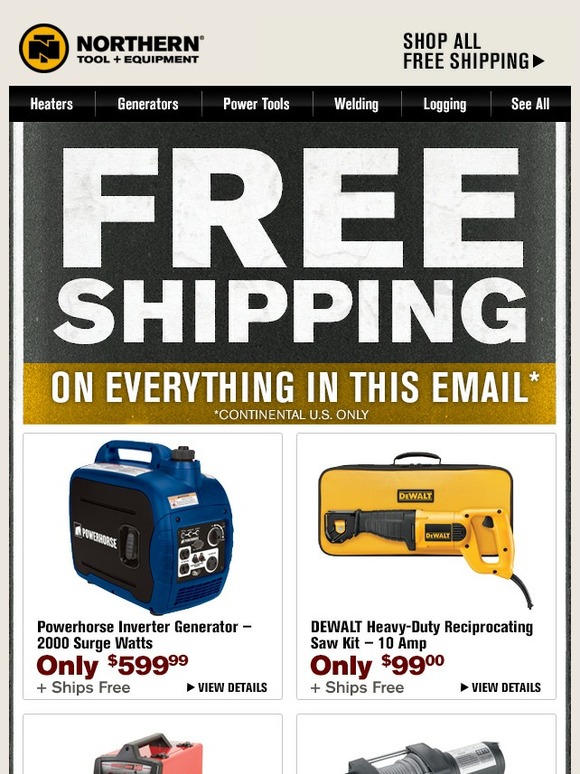 Northern Tool Free Shipping On Everything In This Email! Milled