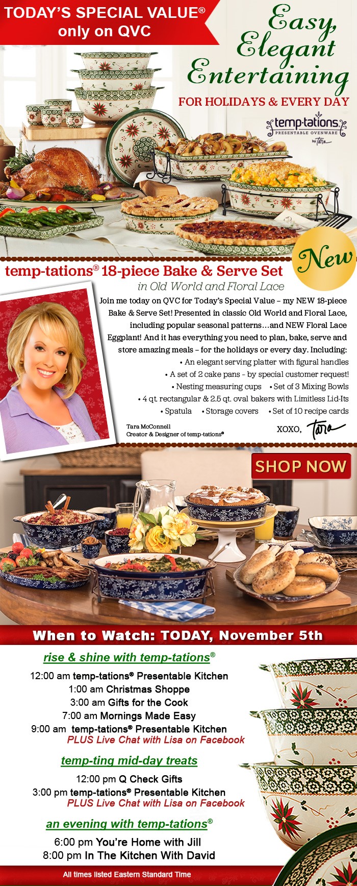 Temptations Today's Special Value on QVC temptations® 18piece Bake & Serve Set...perfect