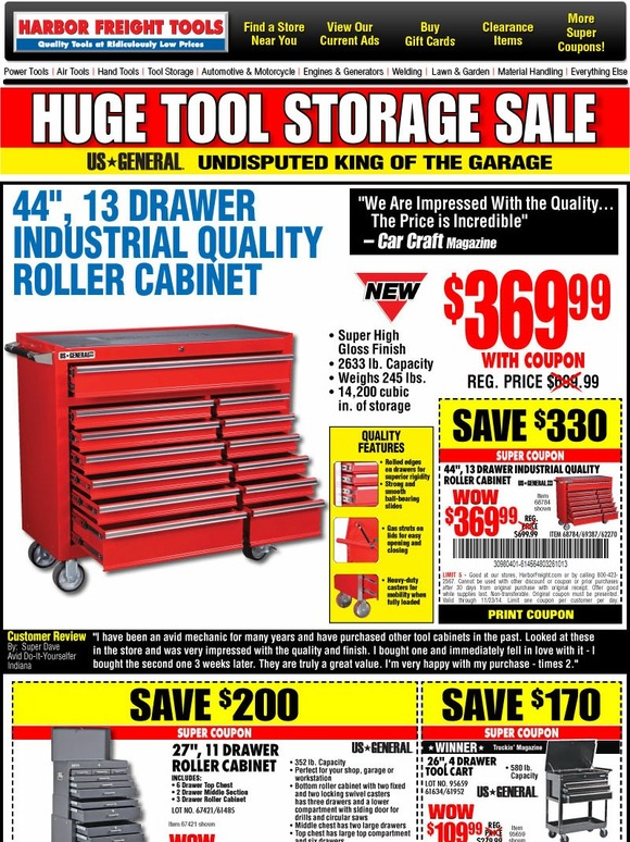 Harbor Freight Tools Huge Tool Storage Sale Plus Save up to 60 with