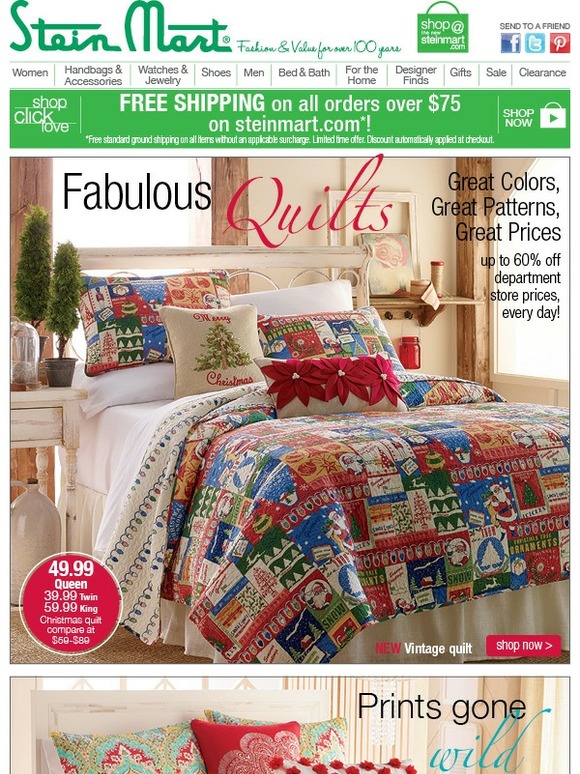 Stein Mart Queen quilts starting at 24.99! Milled