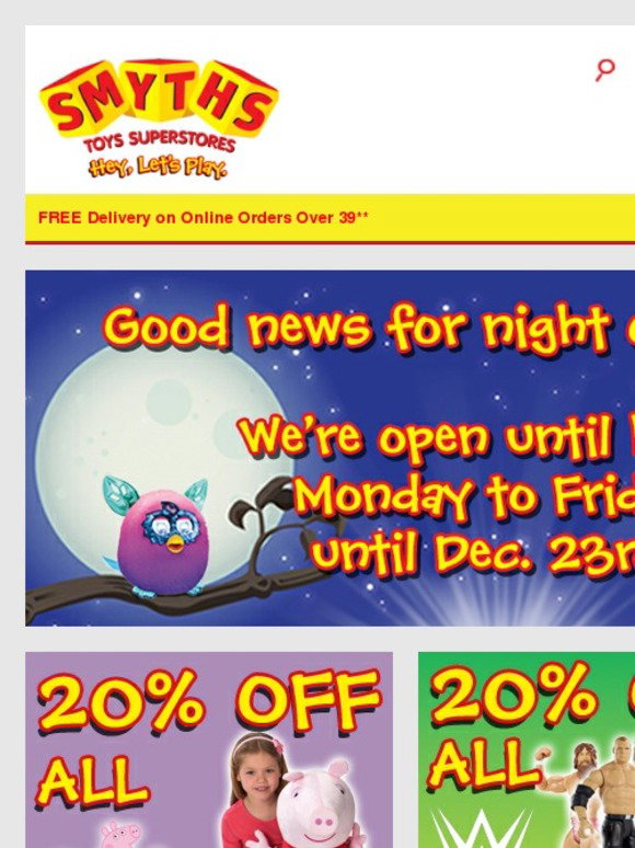 Smyths Toys HQ 20 Off ALL Peppa Pig, WWE, Scooters, Minnie Mouse