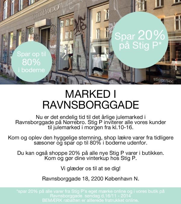 Dico Copenhagen: Spar 20% på P // Husk Marked i Ravnsborggade i dag ! |