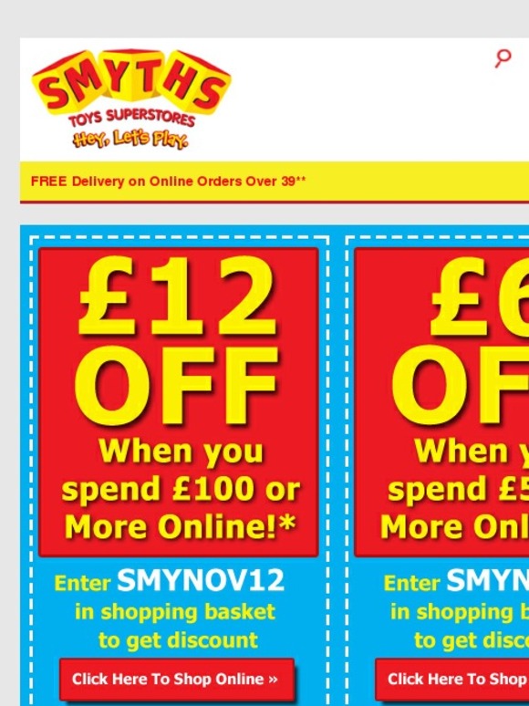 Smyths Toys HQ FREE £12 Money Off Voucher Plus the Most Popular Toys