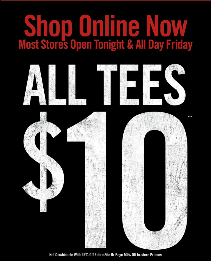 $10 tees + 3 for $30 Pop! vinyl 