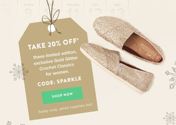 Take 20% off Gold Glitter Crochet Classics - Shop Now