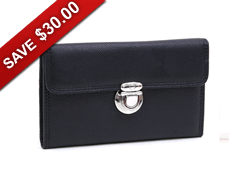 Dasein Faux Leather Tri-fold Checkbook Wallet with Buckle