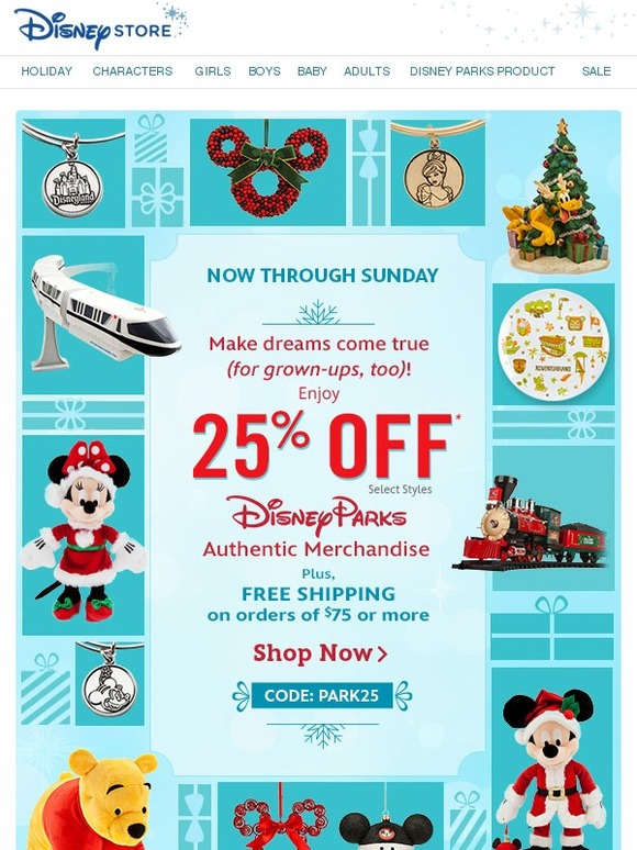 Disney Store 25 OFF Disney Parks items! Gifts, gifts, gifts... Milled