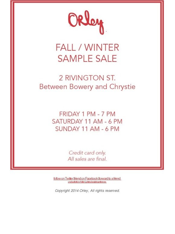 Our sample sale is this weekend!