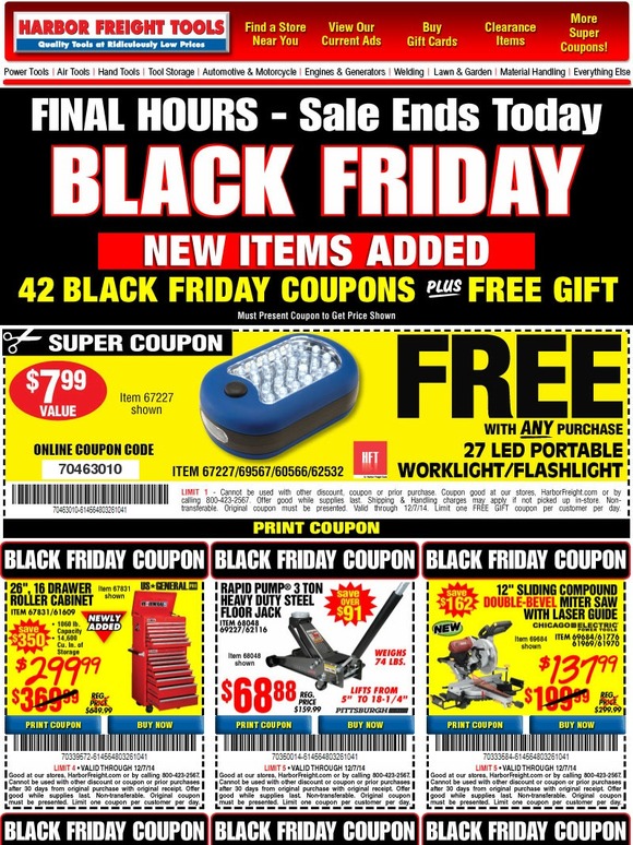 Harbor Freight Tools ★ FINAL HOURS Extended Black Friday Offers End