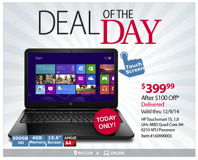 BJs Wholesale Club Deal of the Day Laptop Savings from BJ's Milled