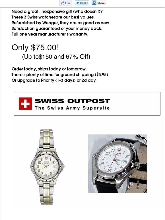 Swiss Watches For Men and Women - Only $75!