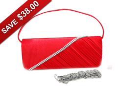 Rhinestone Studded Evening Bag with Half Pleated Front