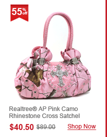 Realtree® AP Pink Camo Rhinestone Cross Satchel