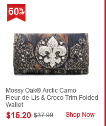 Mossy Oak® Arctic Camo Fleur-de-Lis & Croco Trim Folded Wallet