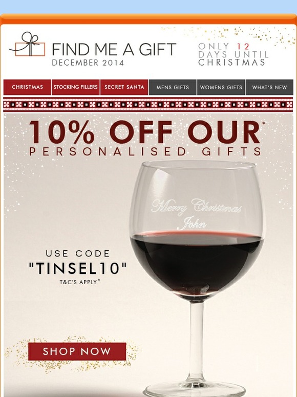 Make it Personal this Christmas.. Here’s 10% off* Code TINSEL10