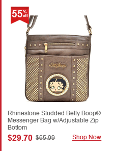 Rhinestone Studded Betty Boop® Messenger Bag w/Adjustable Zip Bottom