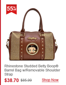 Rhinestone Studded Betty Boop® Barrel Bag w/Removable Shoulder Strap