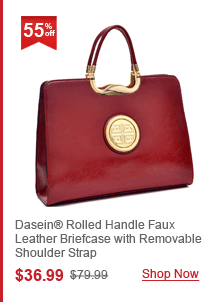 Dasein® Rolled Handle Faux Leather Briefcase with Removable Shoulder Strap