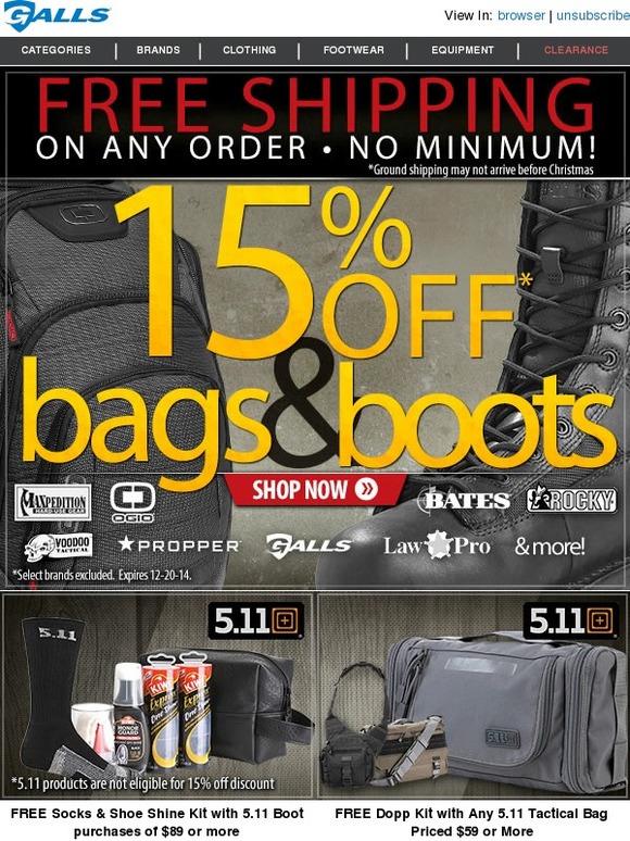 Galls Boot & Bag Blowout! Milled