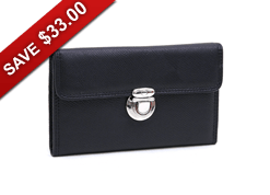 Dasein Faux Leather Tri-fold Checkbook Wallet with Buckle