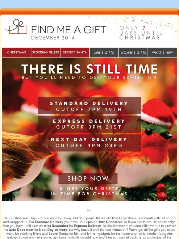 Update: Christmas Deliveries. There is still time to order