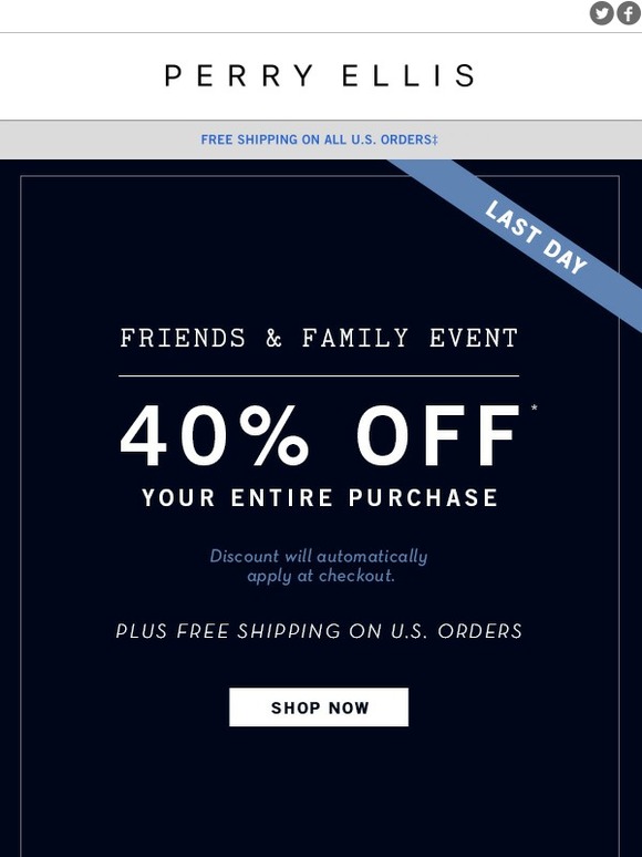 Perry Ellis: Last Day of Friends & Family + Free Shipping on U.S ...