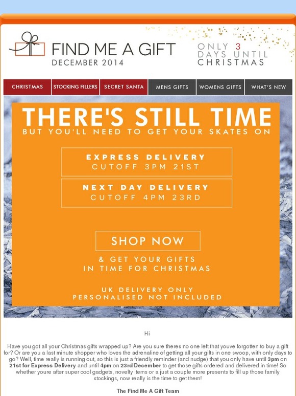 Update: Christmas Deliveries. Order Before 3pm For Express Delivery