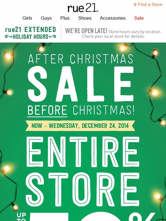 rue21 After Christmas Sale Before Christmas Entire Store Up To 50